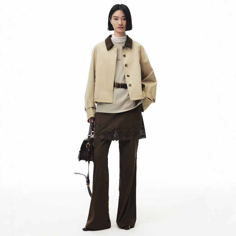 Annenono麂皮激光镂空微喇裙裤