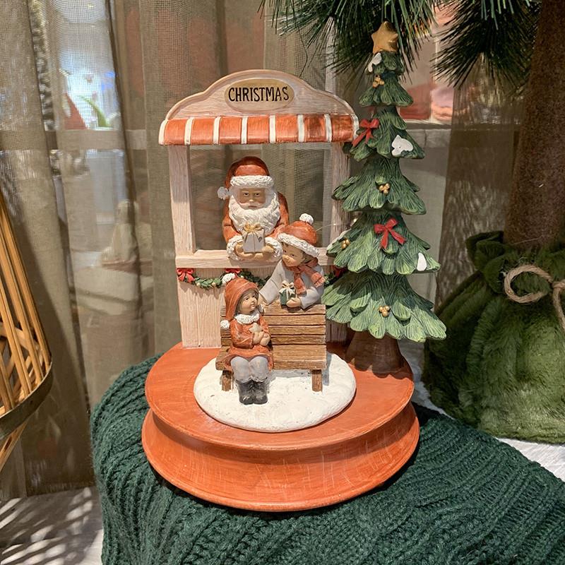 极速限量b款出口欧洲精品店同步耶诞树旋转发条音乐盒耶诞装饰品