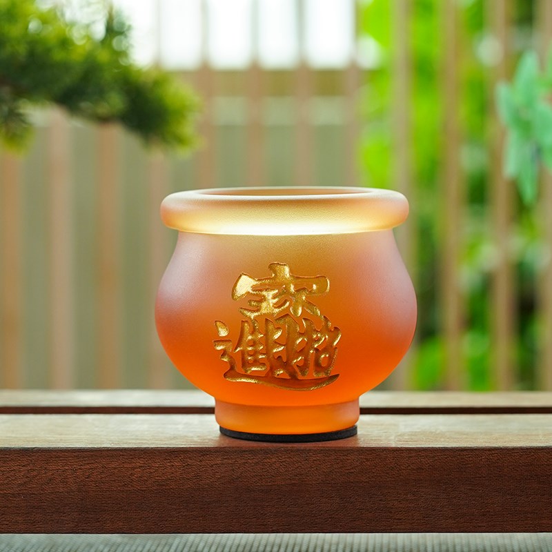 极速琉璃供水杯家用客厅桌面摆件佛堂寺庙进宝U琉璃贡杯圣水杯