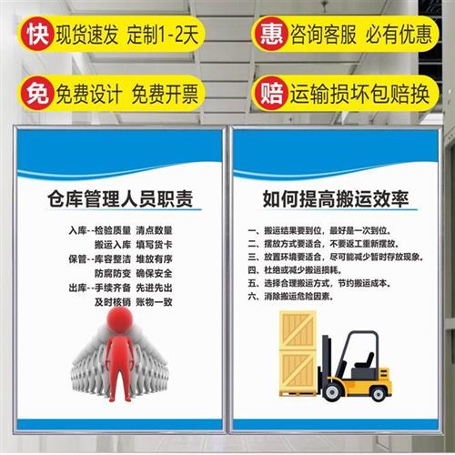 极速仓库储管理制度守则职责物料标准库房八防工厂U岗位标识牌规