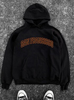 极速王有病工作j室 重磅不透 美式复古麻灰色连帽运动衫潮宽松男