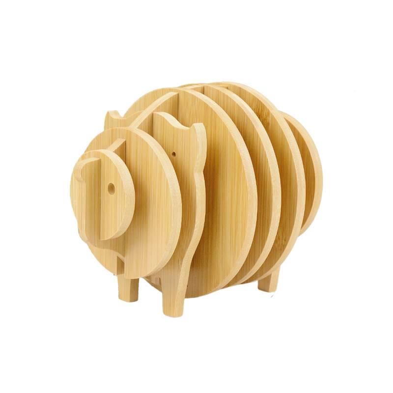 极速竹制餐垫动物造型套装隔热垫装饰摆饰防水P防油餐桌垫家用碗