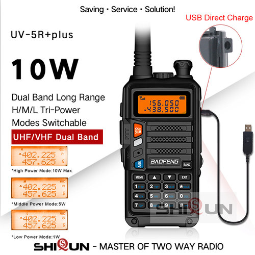 新品10W Walkie Talkie Longv Range Baofeng UV-5R+Plus Radio f