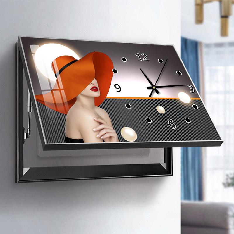 极速新品现e代简约家用配电箱液压遮挡铝合金晶瓷电表箱装饰Z画免