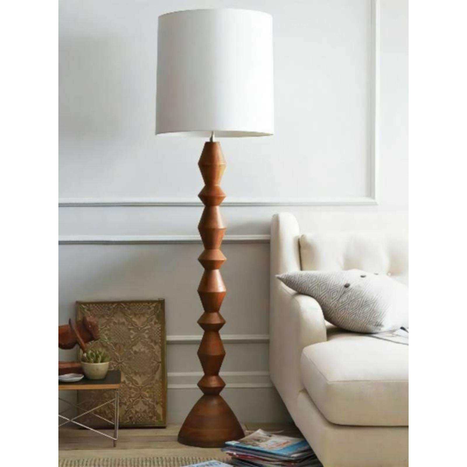 法式木艺落地灯手工串珠灯罩创意复古别墅民俗客厅卧室装饰落地灯