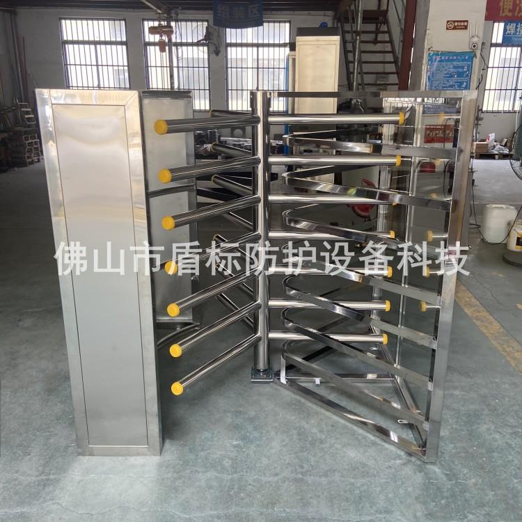 盾标防护单通道半高十字转闸门人行通道防尾随不锈钢栅栏转闸现货