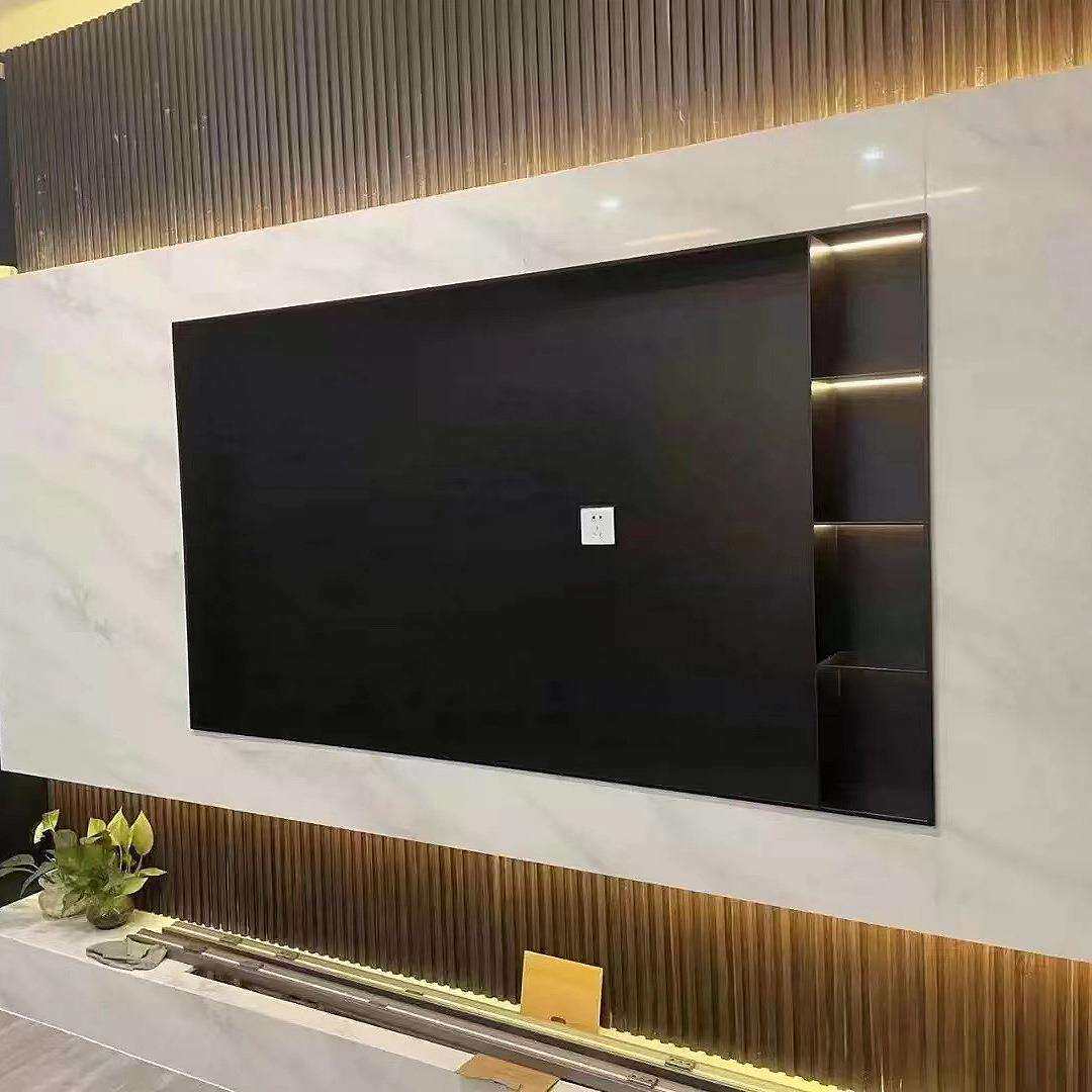 定作设计嵌入式不锈钢电视柜一体装饰储物柜书柜背景壁龛钢板柜子