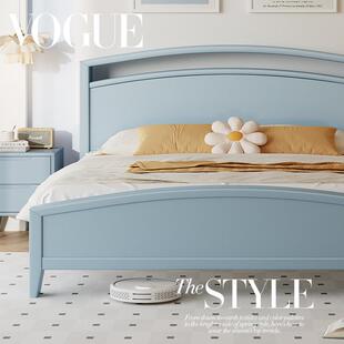 白蜡木双人床出租房用现代简约实木床加床垫小户型1米5的床实木床