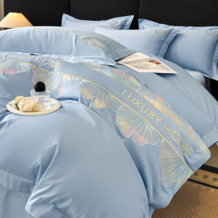 轻奢高档A类100%纯棉刺绣四件套纯棉全棉四季款床上用品床品套件4