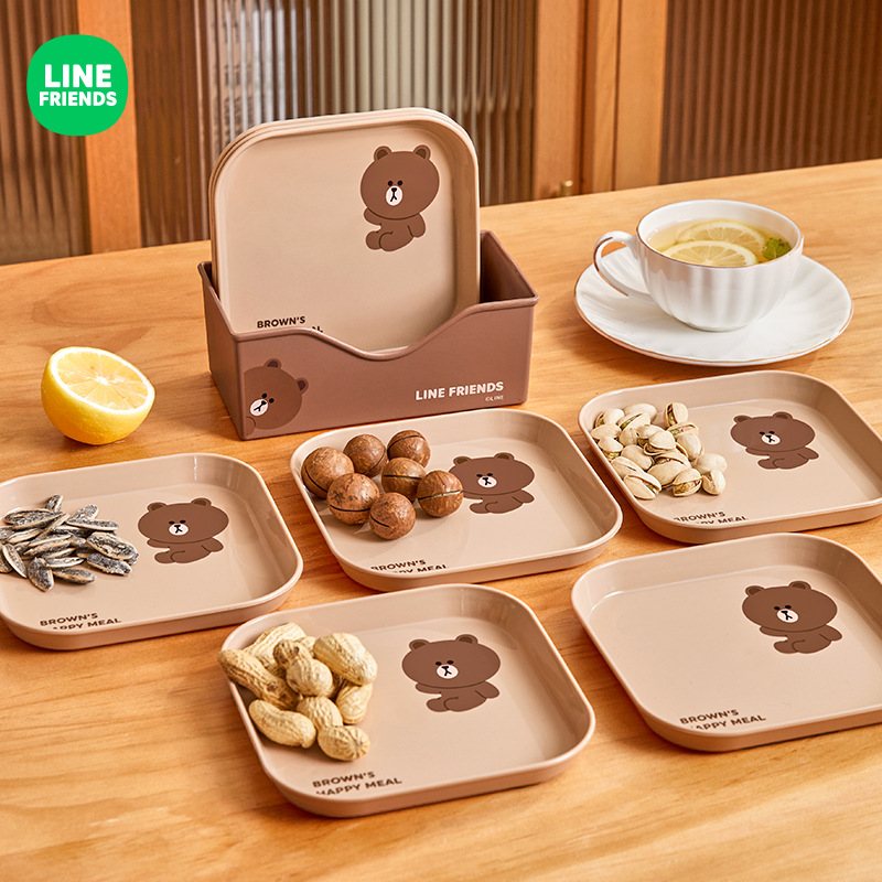 LINE FRIENDS吐骨碟家用塑料吐骨盘卡通味碟零食碟小盘子垃圾盘