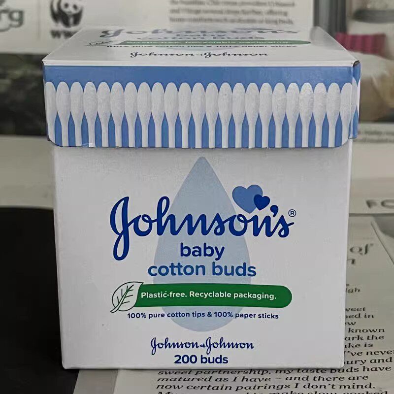 英国原装进口Johnson强生婴儿宝宝儿童棉签200双头无菌棉棒纸盒装