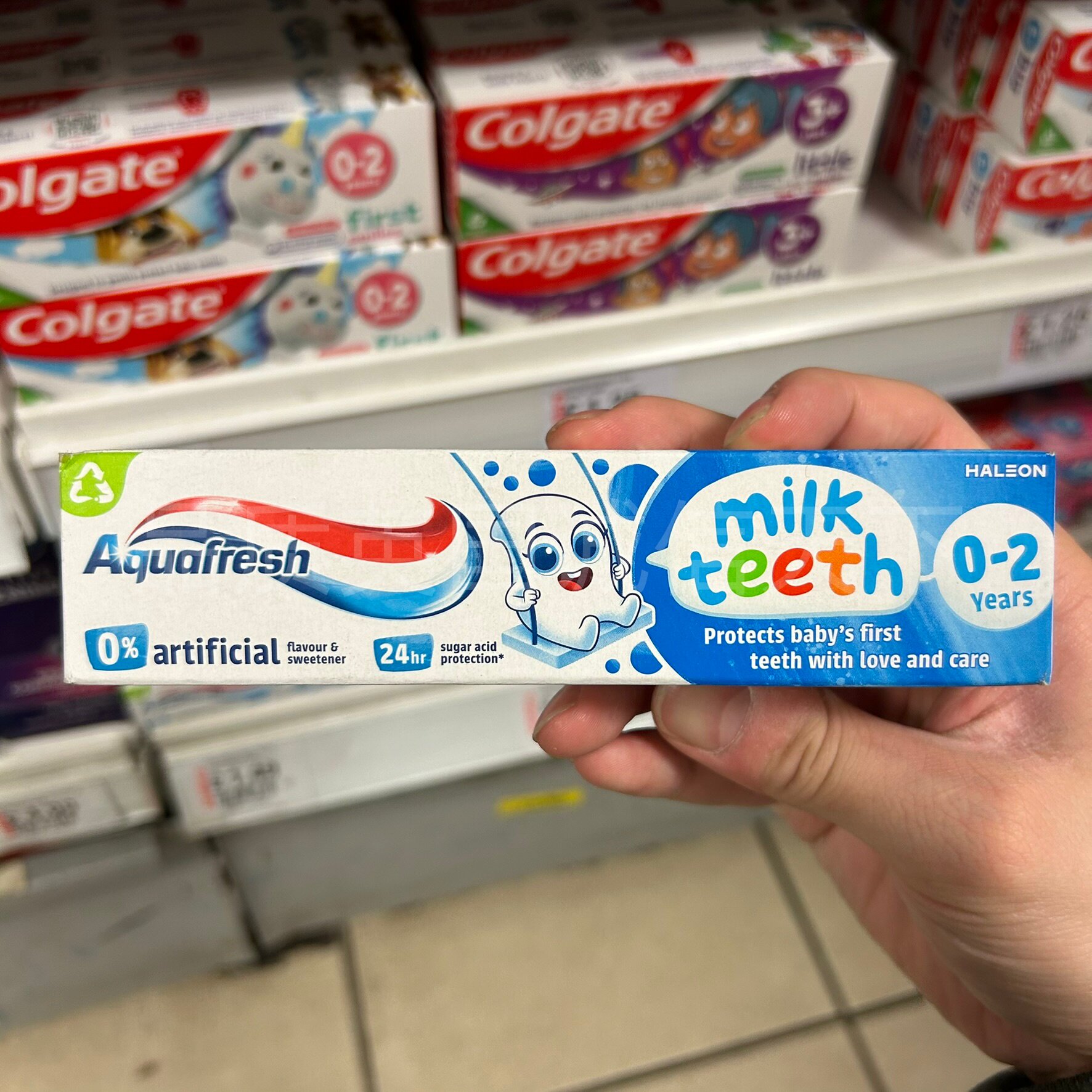 英国原装进口AQUAFRESH牙膏婴儿乳牙儿童牙齿温和配方水果口味