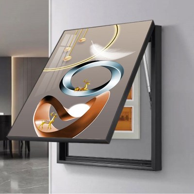 电表箱装饰画简约现代轻s奢竖版配电箱液压杆强遮挡电闸盒墙壁挂