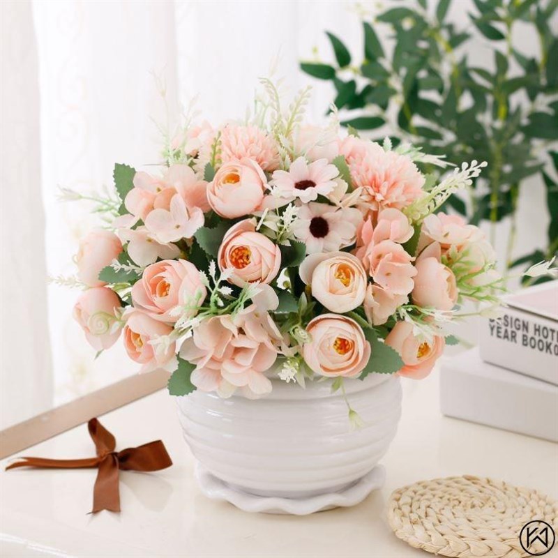 仿真花桌面餐桌装饰干花桌上摆的适合放卧室的家庭U装饰茶几上摆