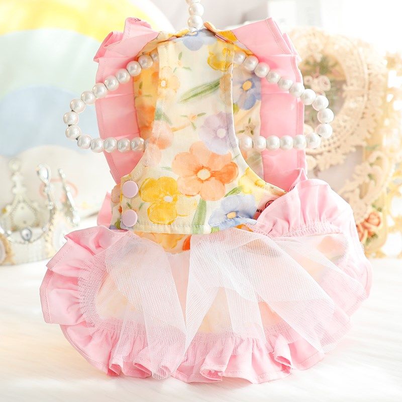 极速狗狗b衣服春夏薄款猫咪公主裙啵啵冰牵引洛丽塔小型犬泰迪宠