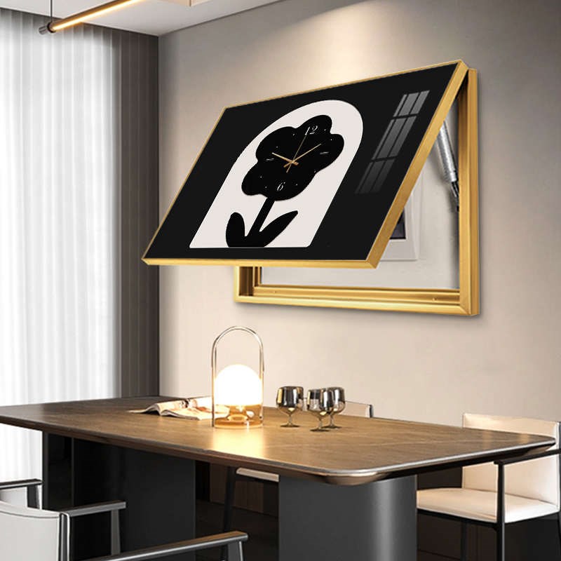 花朵电表a箱装饰画带钟表免打孔配电箱电闸遮挡挂画2025新款高级