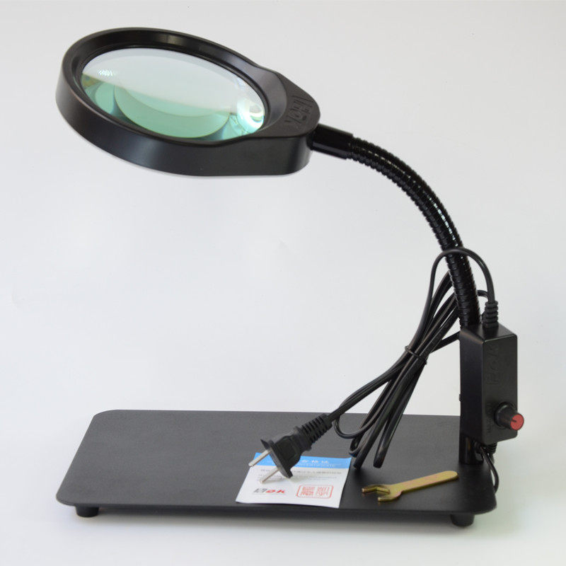 PDOK PD-032nC台式放大镜老人阅手机读维修焊接10倍带灯20倍高清