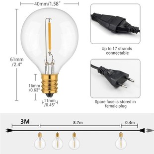 Tungsten String Lamp Filament Imitsation LED Plug