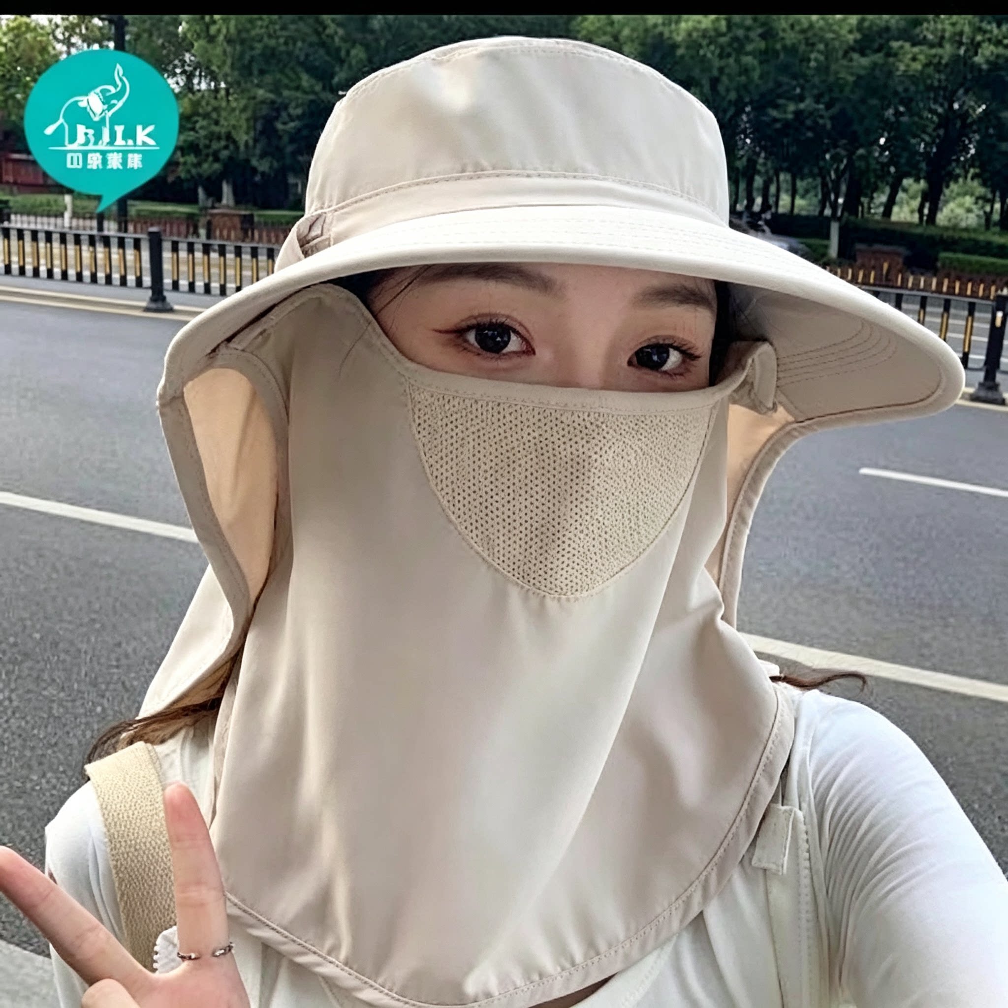 夏天帽子遮阳女夏季防晒面罩防紫外线大檐遮脸护颈骑车全方位太阳