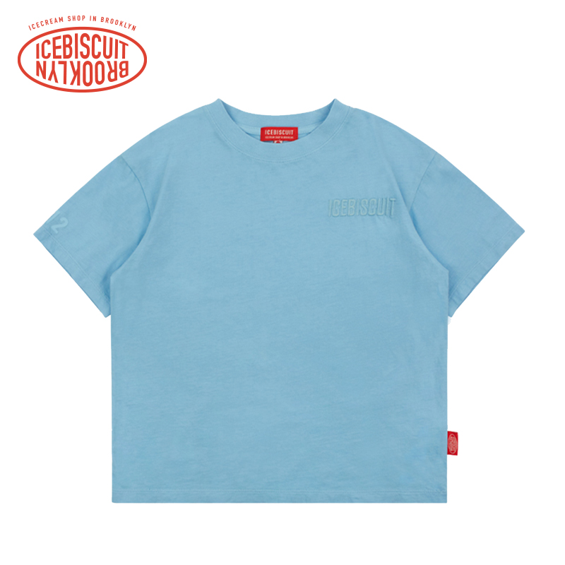 ICEBISCUIT美式复古儿童纯色休闲短袖2023夏新款纯棉潮流时尚T恤