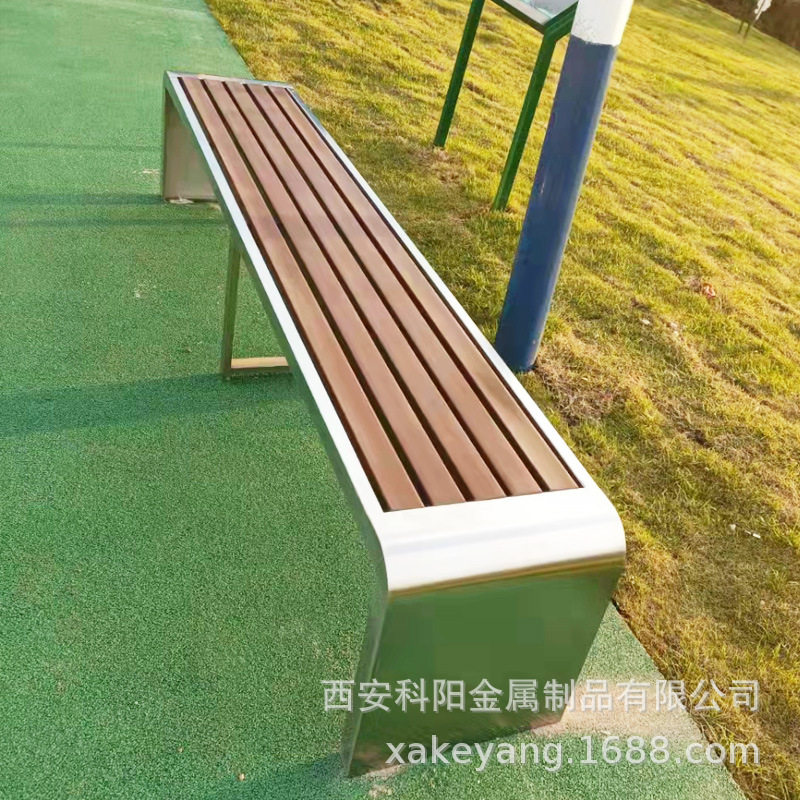 不锈钢排椅户外公园椅景区园林塑木长条凳子室外休息长凳公共座椅