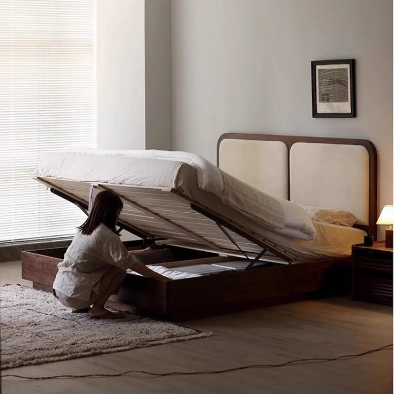 北欧黑胡桃实木床现代樱桃木1.8米气压床简约主卧高箱储物箱体床,电子元器件市场,电线扎带/束线带,淘宝优惠券,粉丝福利购,淘宝优惠卷
