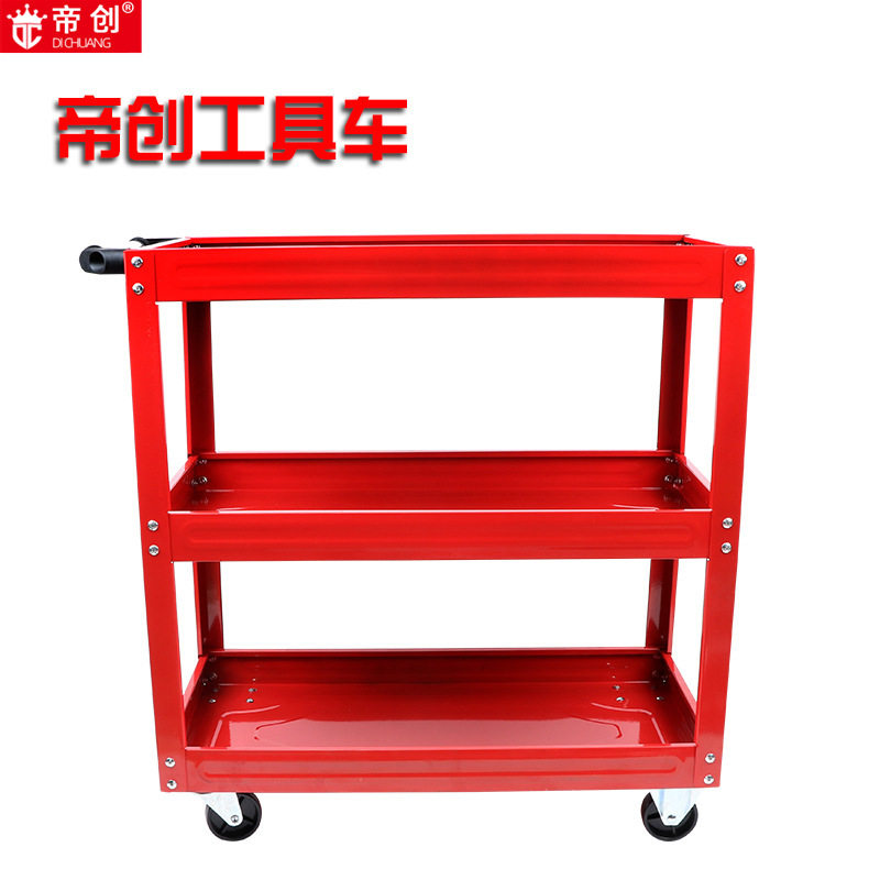 厂家批发帝创万向轮定向仓库搬运汽修零件推拉车三层加厚工具车