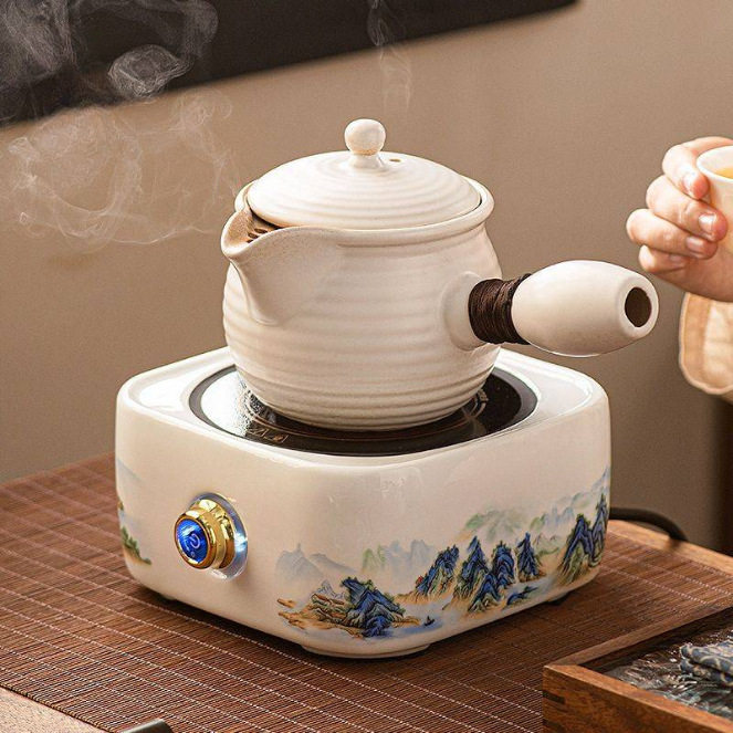 小型电陶炉新款家用围炉煮茶器烤奶壶大容量陶瓷罐罐