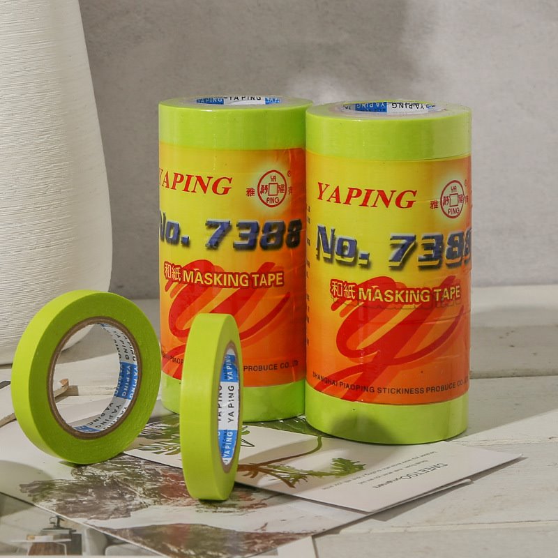 雅萍高粘绿色光面美纹纸喷漆遮蔽装修美缝分色纸现货批发和纸胶带