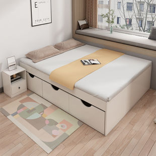 榻榻米床简约现代储物高箱单人双人收纳小户型无床头床无靠背矮T&