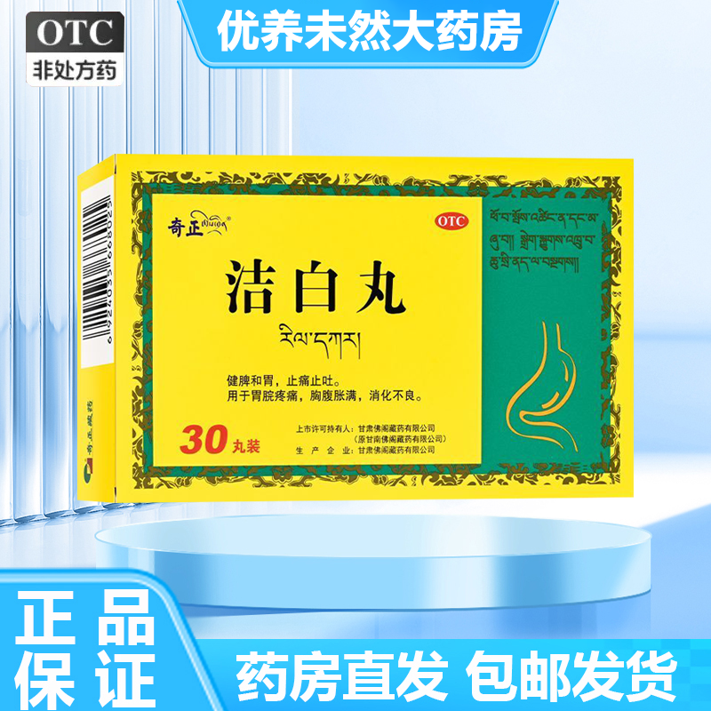 奇正 洁白丸 30丸/盒 健脾和胃 止痛止吐 胸腹胀满 消化不良