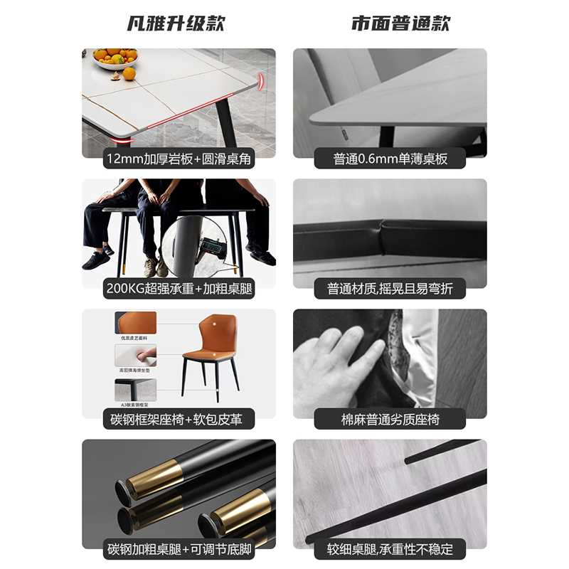 极速意式亮光岩板餐桌轻奢1.4米桌子现代简约饭桌家用Z小户型极简