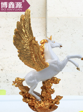 极速树脂电镀大号飞马工艺v品摆件欧式别墅会所玄关办公室创意乔