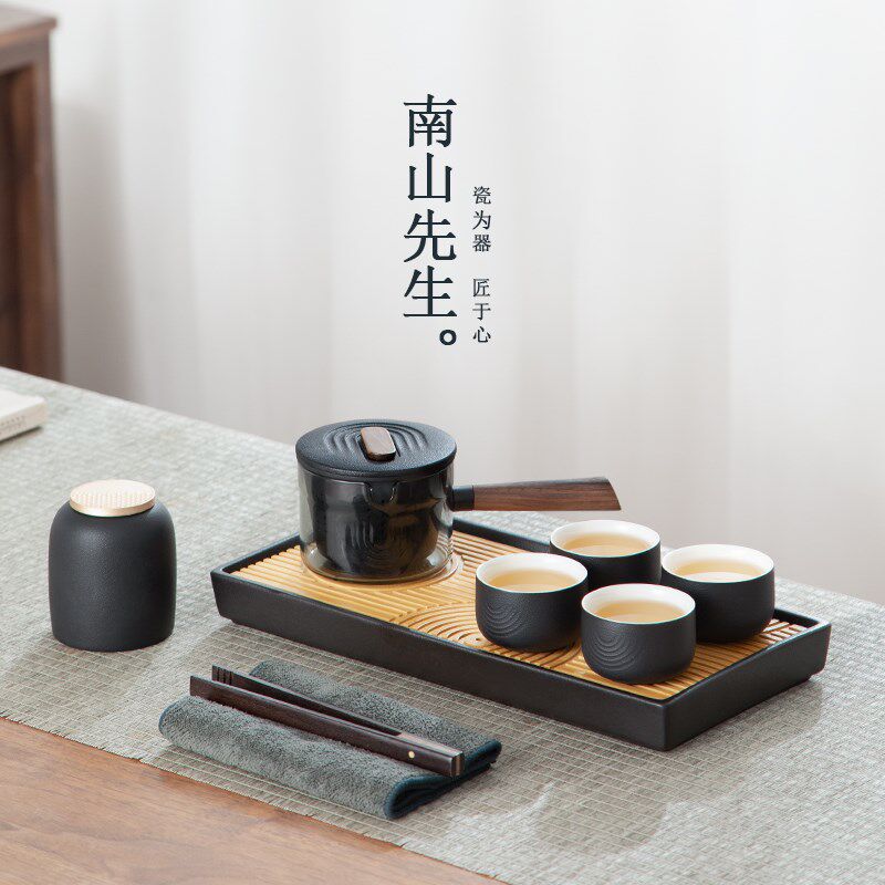 新品空默侧把壶茶具套装s陶瓷家用客厅专用套装功夫茶具干泡盘