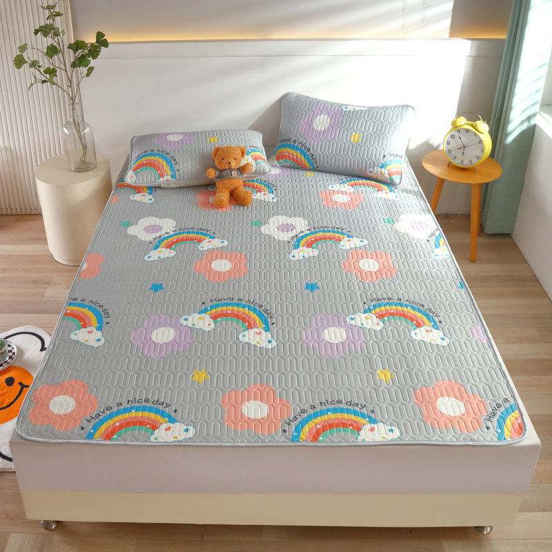 极速夏季天然乳胶凉席套件可机洗z空调席三件套床笠款ins风学生宿