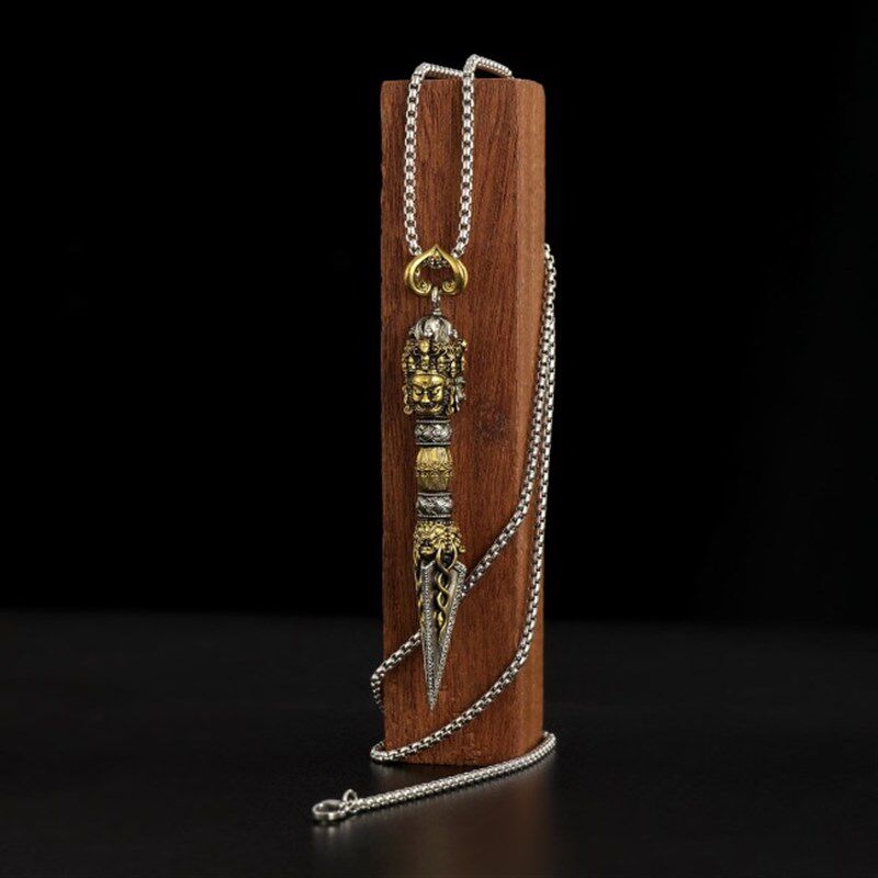 新品尼泊尔工艺秽迹三面普t巴金刚橛吊坠纯铜金刚杵降魔杵挂件法