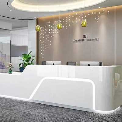 极速新品前台接待台公p司烤漆办公前台桌接待简约奶茶店吧台收银