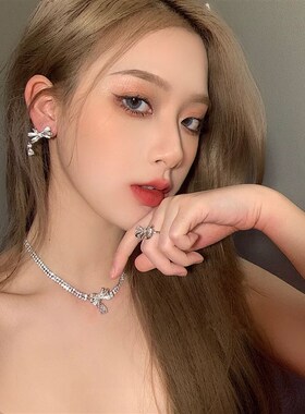 极速蝴蝶项链女仙气锁骨链耳环手錬饰D品套组小众设计感2022年新