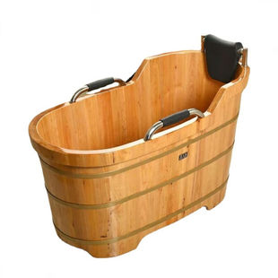 极速可狄泡澡桶不锈钢扶手木桶木A桶沐浴桶贵妃款-标配外长约1米(