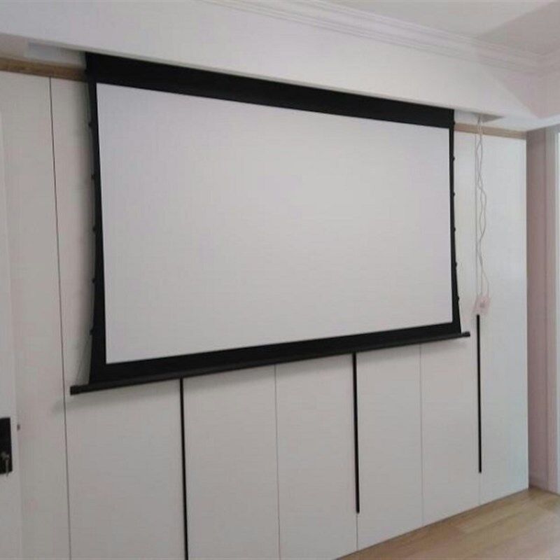 极速电动拉d线幕布遥控升降投影家用壁挂4K黑栅天花隐藏嵌入式抗