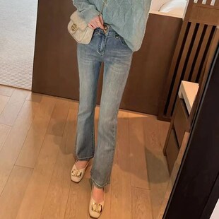 显瘦梨型身材微喇叭裤 女2g025春秋新款 胖mm高腰直筒九分 大码 新品