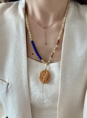 极速羊角项链搭配檀木扎基t拉姆前世今生牌蓝矿石白水晶五条经铜