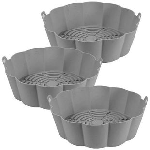 极速Silicone 3Pcs Round SiliconeC Air Fryer Basket Baking Tr