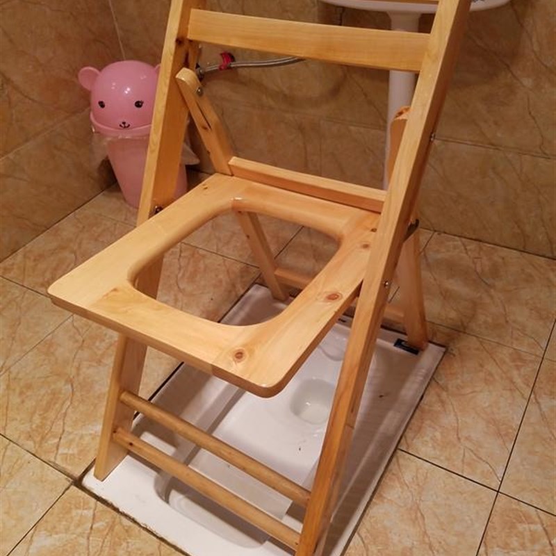 极速农村旱厕坐便器折叠实木坐便椅老人孕妇厕所凳V座椅木质坐便