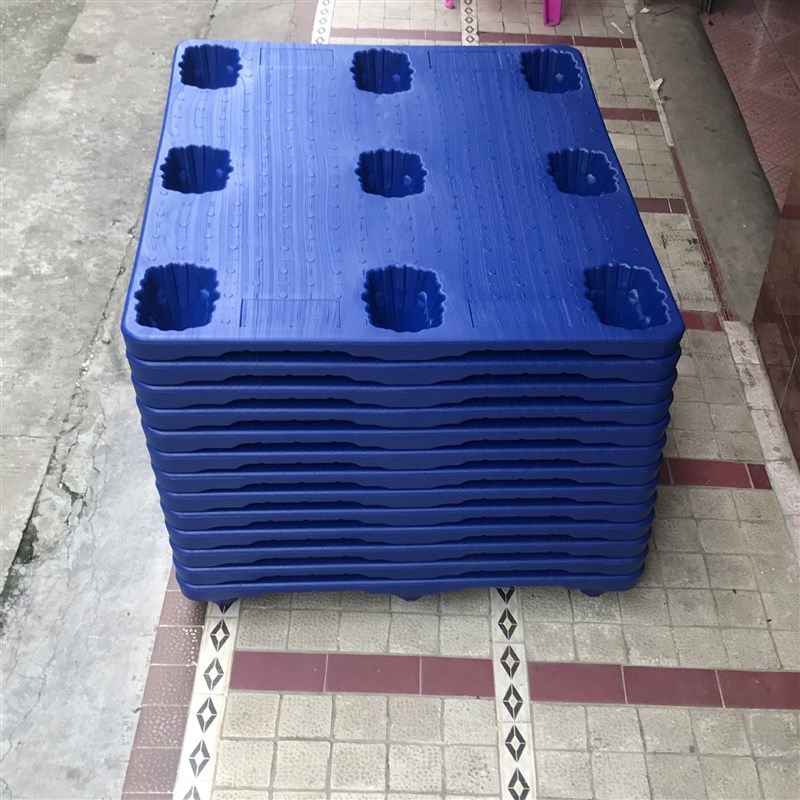 极速抗压九脚吹塑托盘1210汕头物流运输平板塑料地台板Z仓库防潮