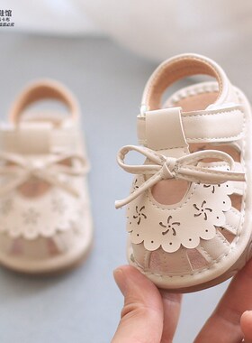 新品女宝宝公主鞋春夏季1-3岁2包头叫叫凉鞋软Q底婴儿学步鞋小童