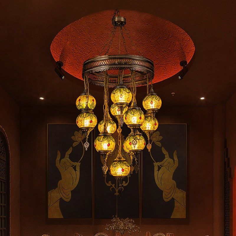 极速东南亚风格客厅餐厅铁艺复A古吊灯创意个性灯饰酒吧怀旧氛围