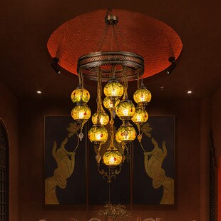 极速东南亚风格 灯饰酒吧怀旧氛围 客厅餐厅铁艺复A古吊灯创意个性