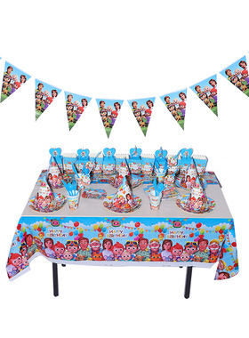 极速cocomelon paper pcup paper plate tablecloth knife fork a
