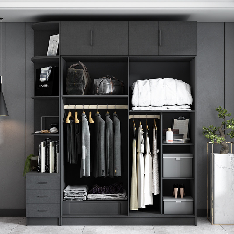 极速北欧轻奢小户型现代简约板式两门四H门组装主卧室大衣橱平开